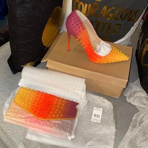 Steve Madden Vala-S Orange Multi Heels and Clutch Purse